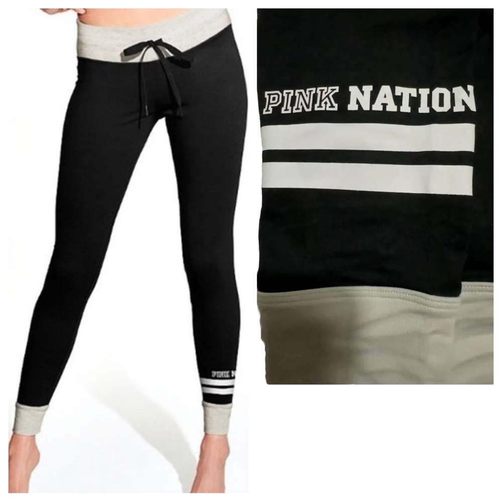 VS PINK COTTON CAMPUS LEGGING PANT TIGHT BLACK WITH GREY M